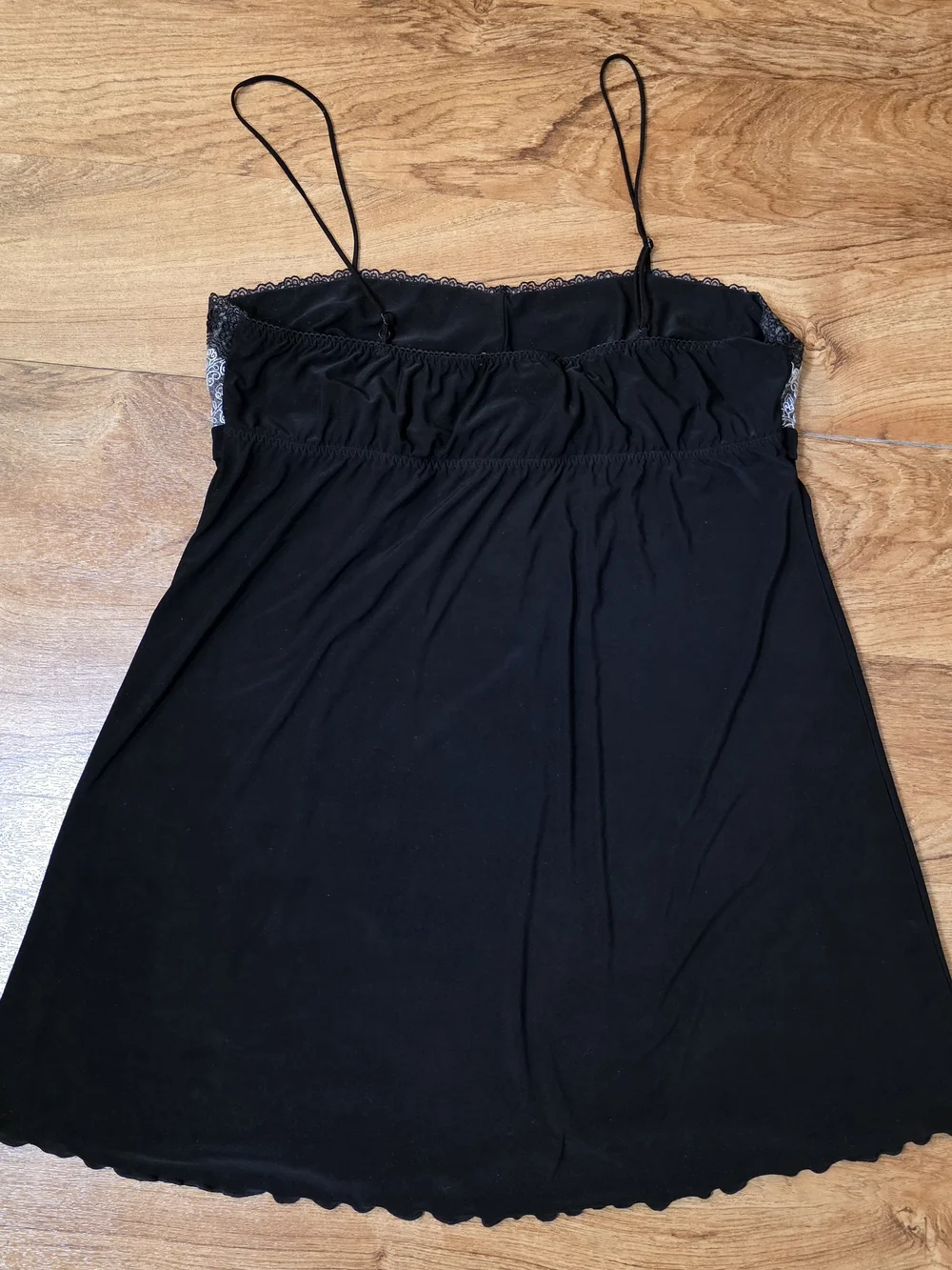 Y2K Chanteuse Black & White Embroidered Strappy Slip Dress - Picture 6 of 7
